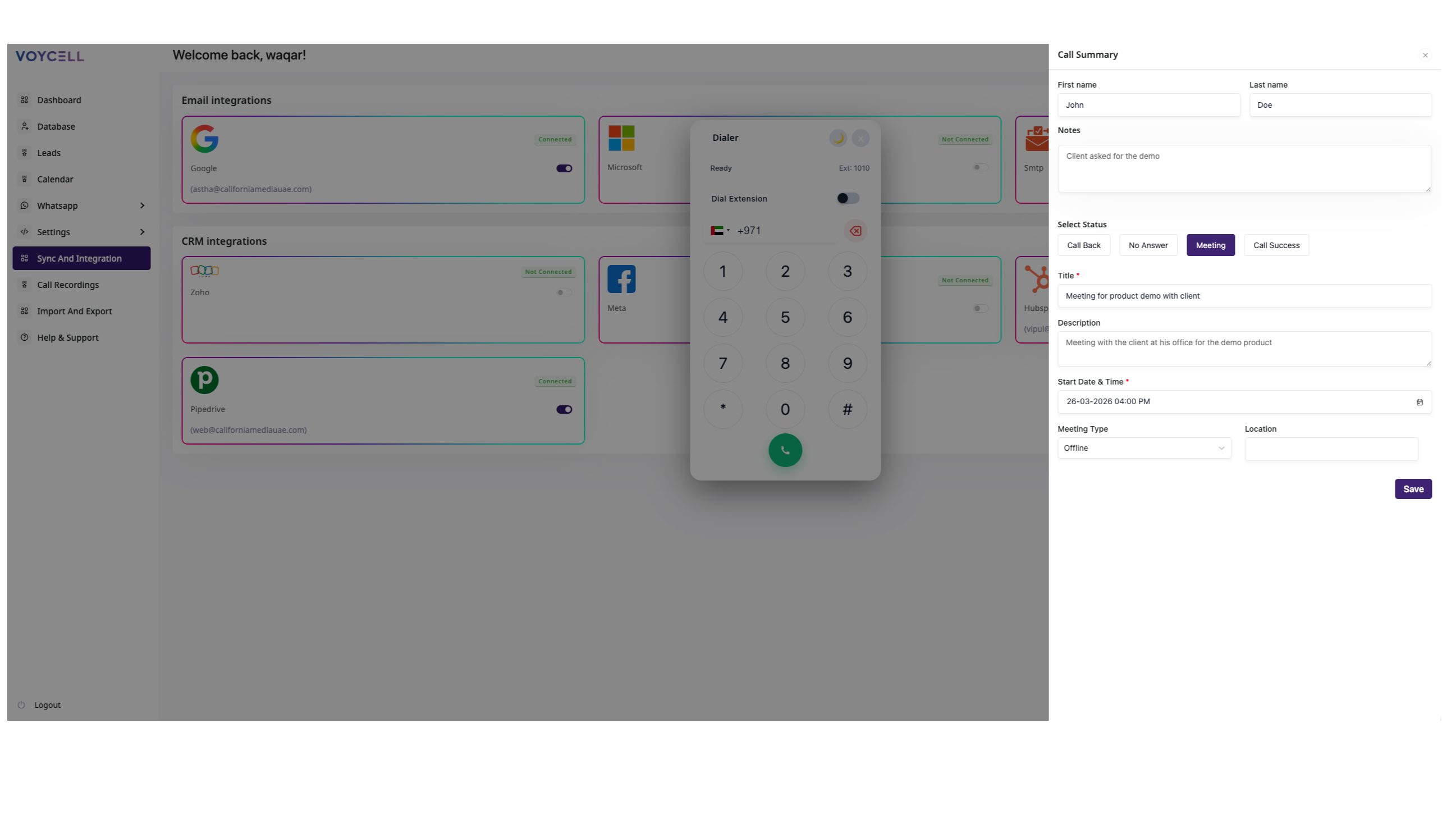 HubSpot Call End Feature